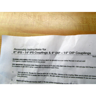 Ipex ASTMD2513 F1055 Safety Fitting Coupling 8 IPS GPE3408 SDR11 - New No Box