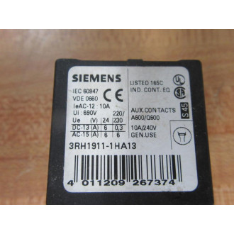 Siemens 3RH1911-1HA13 Contactor 3RH19111HA13 (Pack of 3) - Used