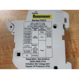 Bussmann CHCC Buss Fuse Holder 30A 1 Pole CHCC1DU - New No Box