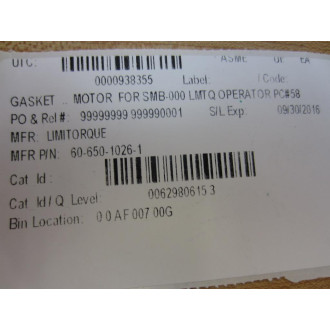 Limitorque 60-650-1026-1 Motor Gasket 6065010261 - New No Box