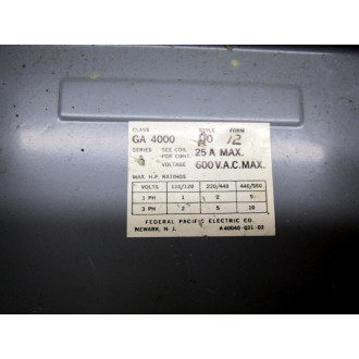 Federal Pacific GA 4000 Magnetic Starter GA4000 - Used