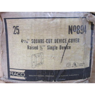 Raco 894 4-1116" Square Cut Device Cover (Pack of 25)