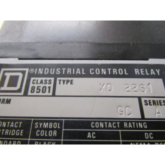 Square D 8501 X0 22S1 Contactor 8501 XO 22S1 - Used