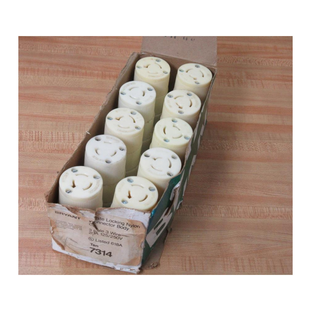 Bryant 7314 White Locking Nylon Connector Body (Pack of 10)