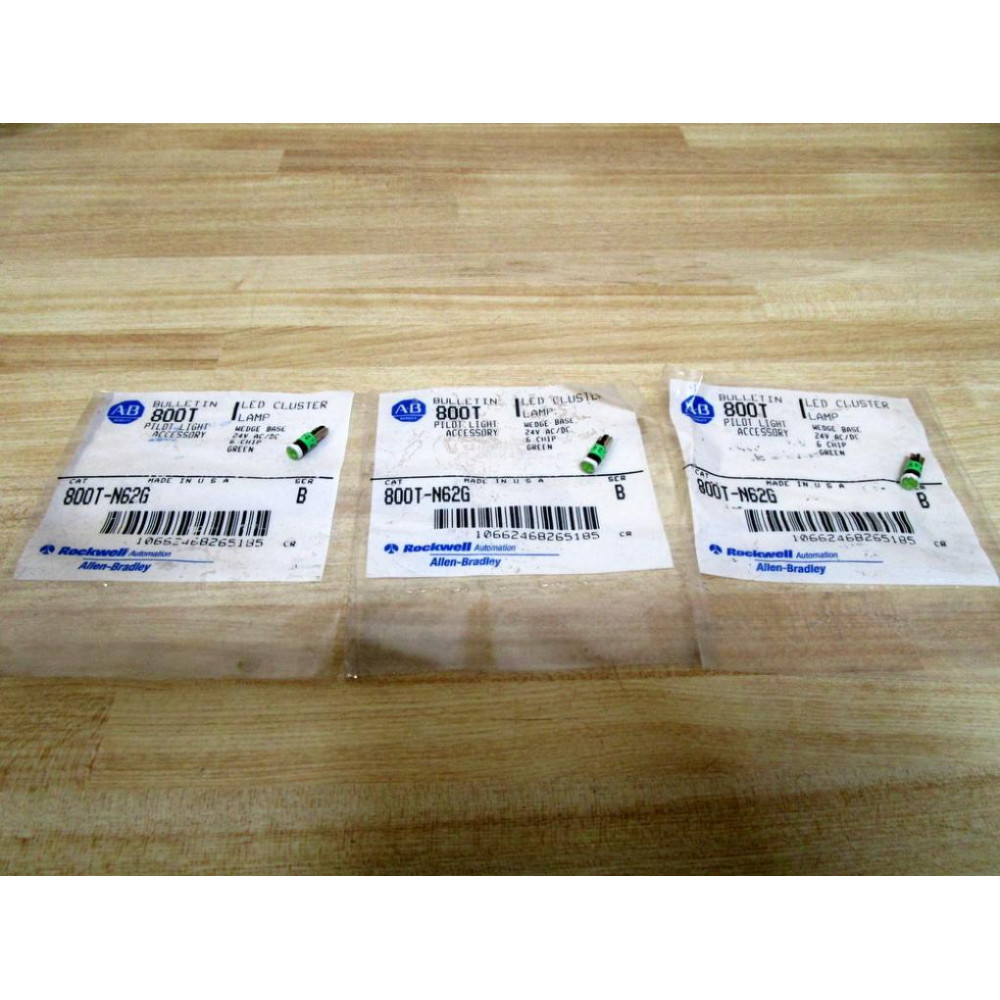 Allen Bradley 800T-N62G LED Cluster Lamp 800TN62G Series B (Pack of 3)