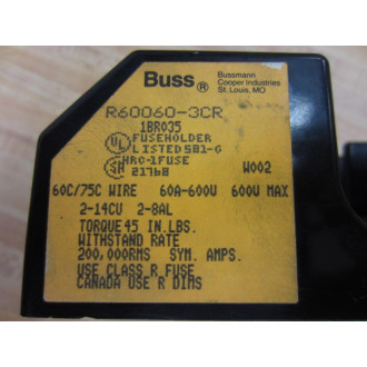 Bussmann R60060-3CR Fuse Block R600603CR Flat Base (Pack of 2) - New No Box