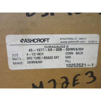 Ashcroft 45-1377-AS-02B-30IMV-30 Duragauge Pressure Gauge