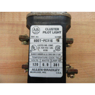 Allen Bradley 800T-PC316 Cluster Red Green Amber Black - New No Box