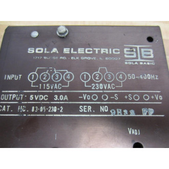 Sola Electric 83-05-230-2 Power Supply - Used