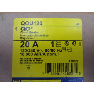 Square D QOU120 Circuit Breaker 20A 1 Pole 120240V 41853