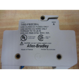 Allen Bradley 1492-FB2C30-L Fuse Holder  1492FB2C30L Series A - Used