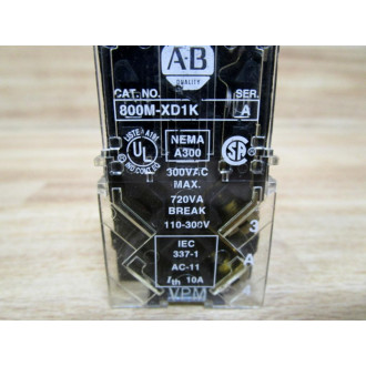 Allen Bradley 800M-XD1K Contact Block 800MXD1K Series A - New No Box