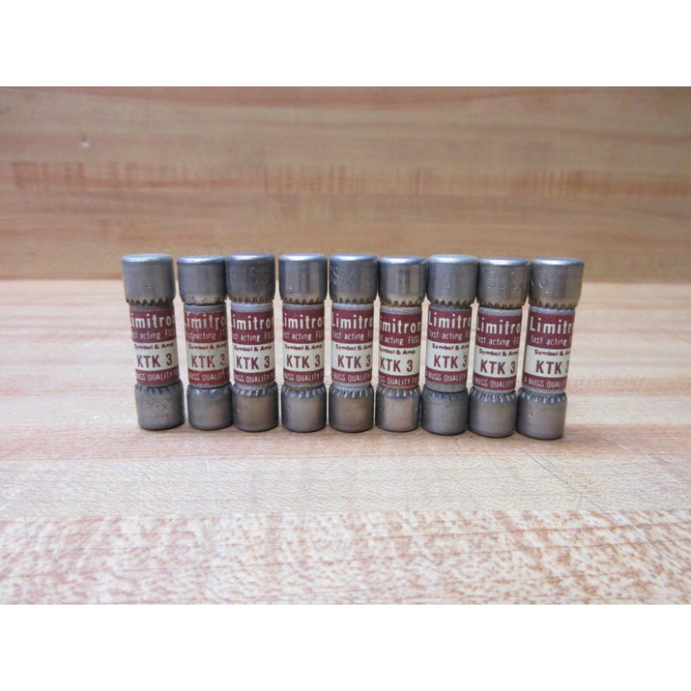 Buss KTK-3 Bussmann Fuse Cross Ref 4XC39 (Pack of 9) - New No Box