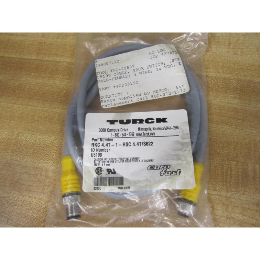 Turck RKC4.4T-1-RSC4.4TS622 Cable U5190