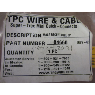 TPC Wire 84660 Male Receptacle 6P Rev G