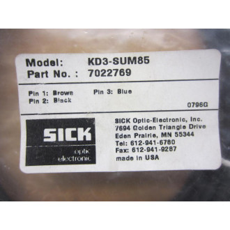Sick 7022769 Molded Cable KD3-SUM85