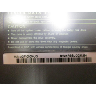 Zenith ADF-0005-UG Removable Floppy Disk Drive ADF0005UG - Used