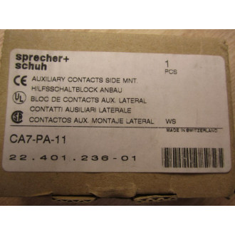 Sprecher + Schuh CA7-PA-11 Auxiliary Contacts Side MNT CA7PA11