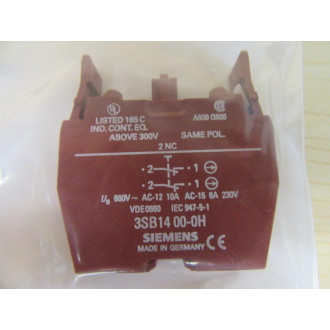 Siemens 3SB1400-0H Contact Block 3BS14000H