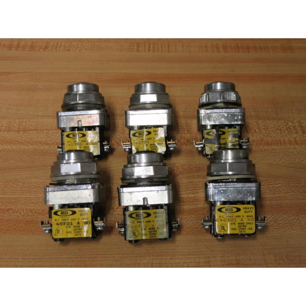 Rees 40001-001 Push Button PLGR-BLCK WContact (Pack of 6) - Used