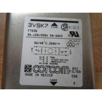 Corcom 3VSK7 EMI Filter F7236 - Used