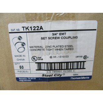 Thomas & Betts TK122A Set Screw Coupling 34" EMT (Pack of 50)