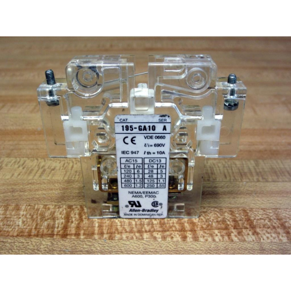 Allen Bradley 195-GA10 Contact Block 195GA10 Ser.A (Pack of 2) - Used