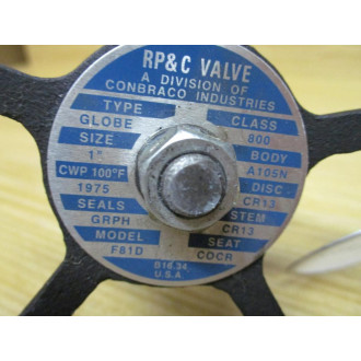 RP&C F81D-1 Globe Valve 1" - New No Box