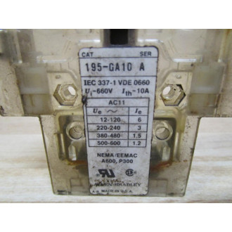 Allen Bradley 195-GA10 Contact Block 195GA10 Ser.A (Pack of 2) - Used