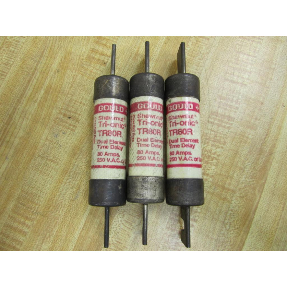 Gould Shawmut Ferraz Mersen TR80R Fuse Cross Ref 4YZE9 (Pack of 3) - Used