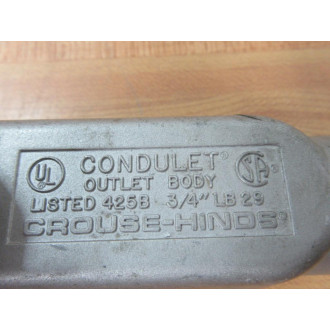 Crouse & Hinds LB29 Conduit Body Type LB Size 34" Aluminum - New No Box