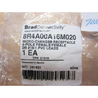 Woodhead 8R4A00A16M020 Cable 4-Pole FemaleFemale Receptacle 2M