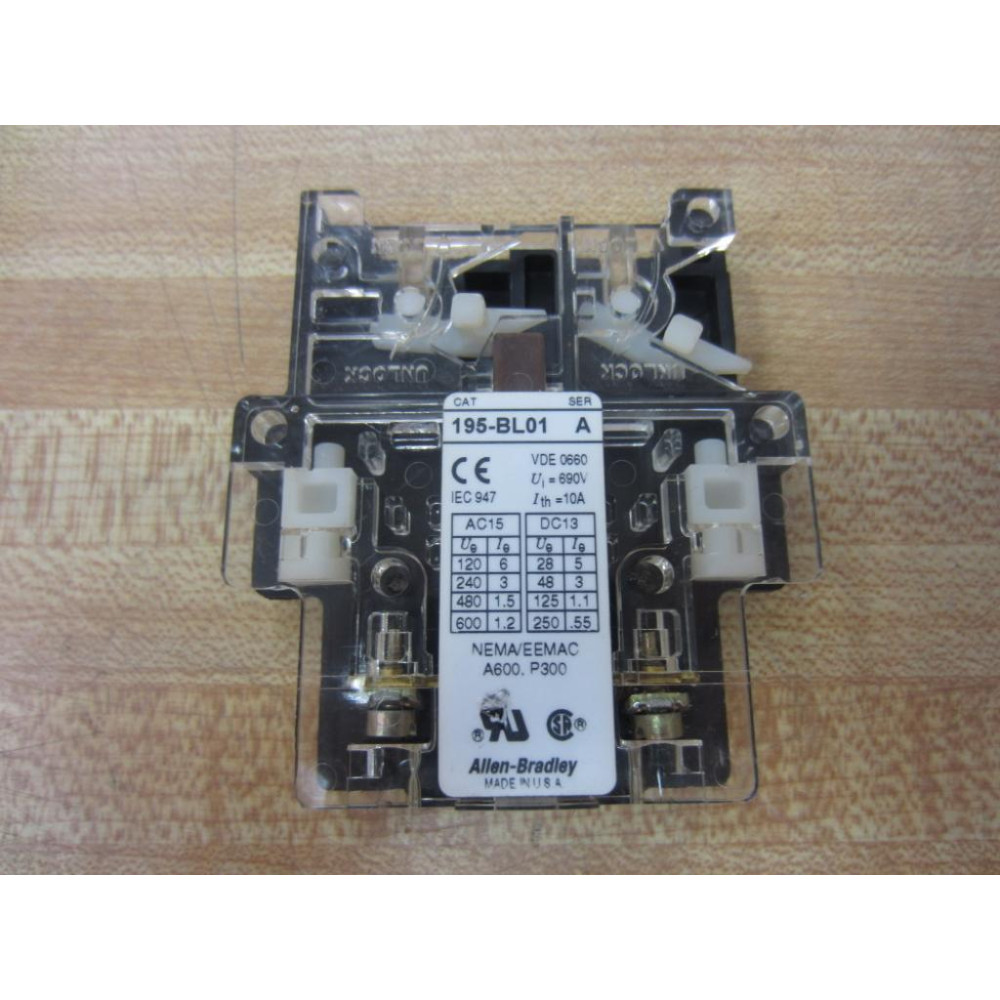 Allen Bradley 195-BL01 Auxiliary Contact 195BL01 Series A - New No Box