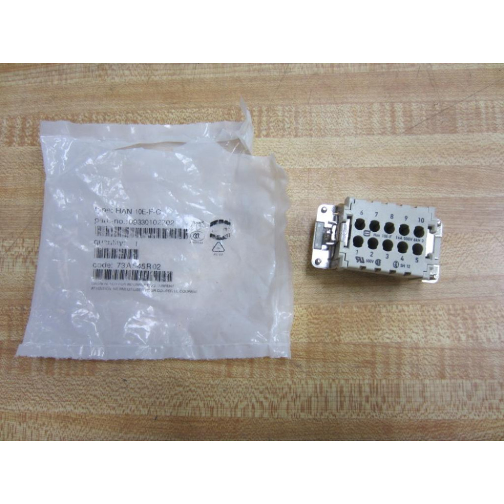 Harting HAN 10E-F-C Connector Insert  09330102702 (Pack of 3)