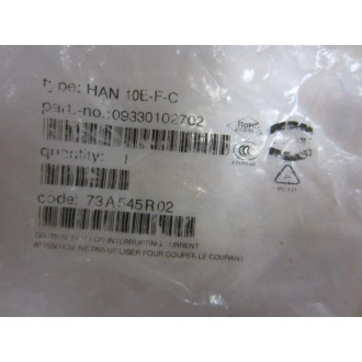 Harting HAN 10E-F-C Connector Insert  09330102702 (Pack of 3)
