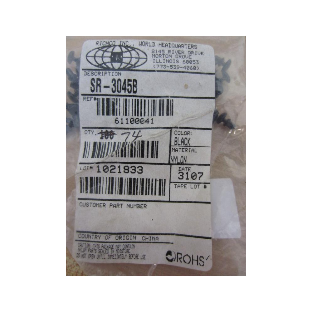 Richco SR-3045B Snap Rivet SR3045B (Pack of 74)