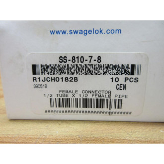 Swagelok SS-810-7-8 Female Connector SS81078 (Pack of 10)