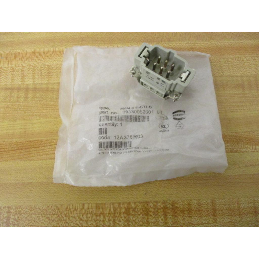 Harting 09330062601 HAN 6E-M-S Connector Insert Han 6 E-STI-S