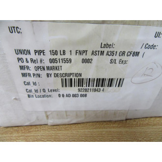 MB316 Pipe Union 316 - New No Box