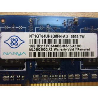 Nanya NT1GT64UH8D0FN-AD Memory Board NT1GT64UH8D0FNAD (Pack of 2) - Used