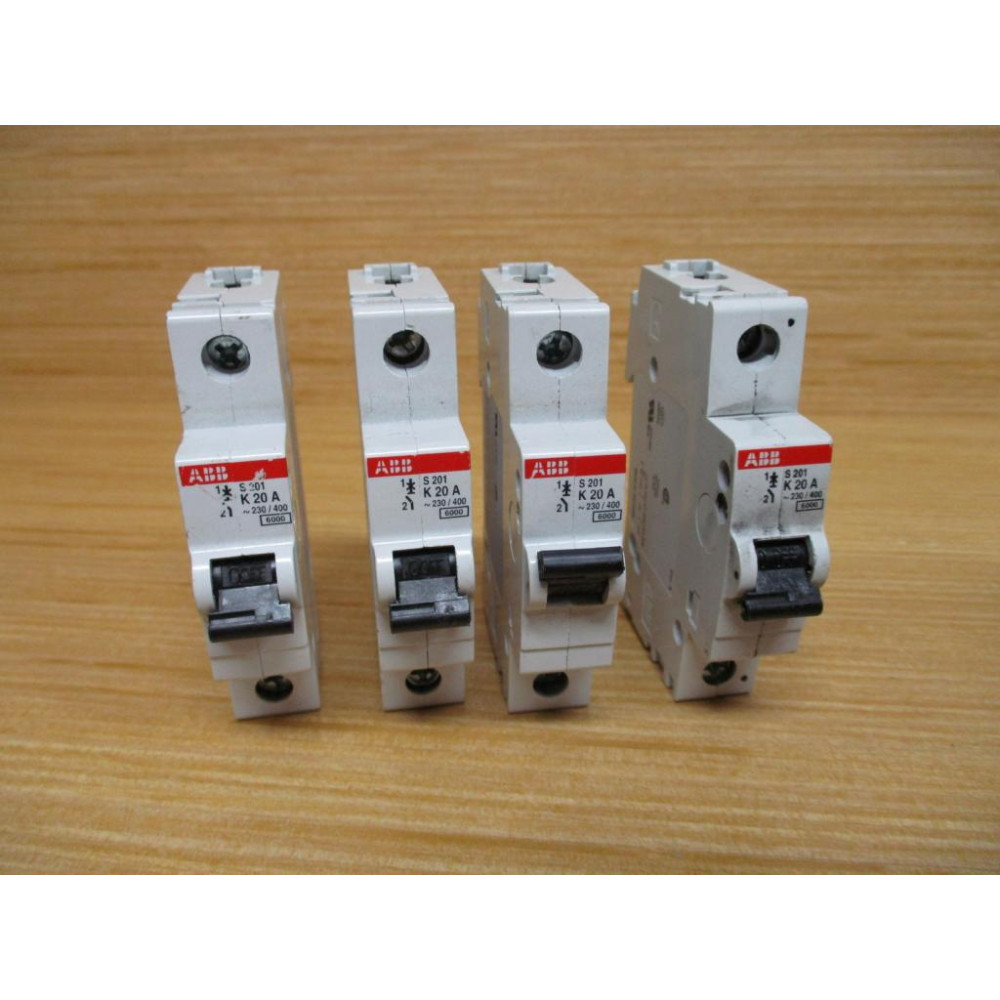 ABB S 201 K 20 A 20A Circuit Breaker S201-K20A (Pack of 4) - Used