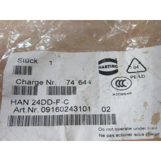 Harting 09160243101 Heavy Duty Connector Insert HAN 24DD-F-C