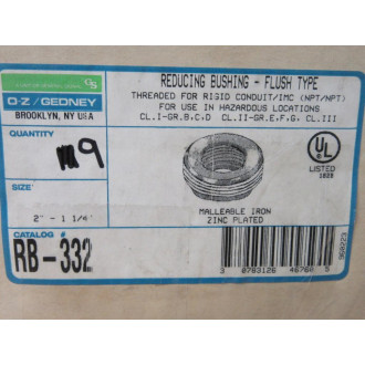 OZGedney RB-332 2"-1-14" Reducing  Bushing-Flush Type RB332 (Pack of 9)