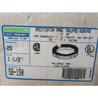 O-ZGedney SB-150 Insulated Bushing SB150 1-12" (Pack of 25)