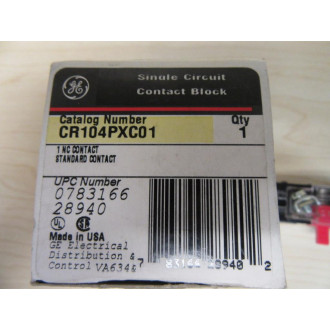 GE General Electric CR104PXC01 Contact Block