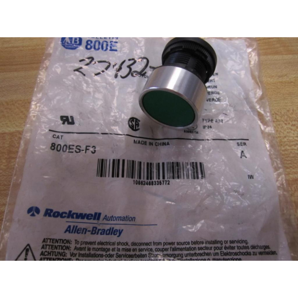 Allen Bradley 800ES-F3 Flush Button 800ESF3 Black 800ES-F2