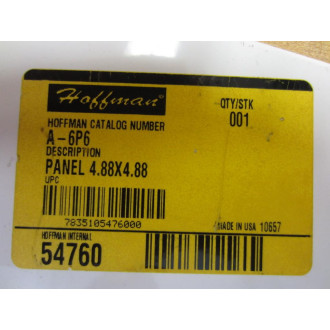 Hoffman A6P6 Panel 54760 5 Hole Mount (Pack of 6) - New No Box