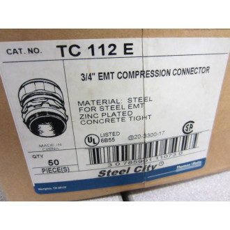 Steel City TC 112 E EMT Connector TC112E 34" (Pack of 8) - New No Box