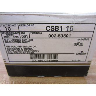 Leviton CSB1-15 Brown S.P. Toggle Switch (Pack of 10)