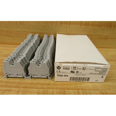 Allen Bradley 1492-W4 Terminal Blocks 1492W4 Gray (Pack of 50)